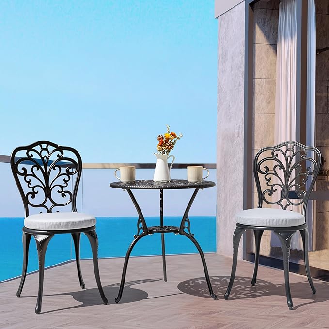 NUU GARDEN Bistro Set 3 Piece Outdoor All Weather Cast Aluminum Patio Bistro - Image 9
