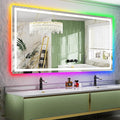 80x40 Inch RGB LED Bathroom Mirror Front Light and RGB Backlit Lighted Vanity by YEELAIT