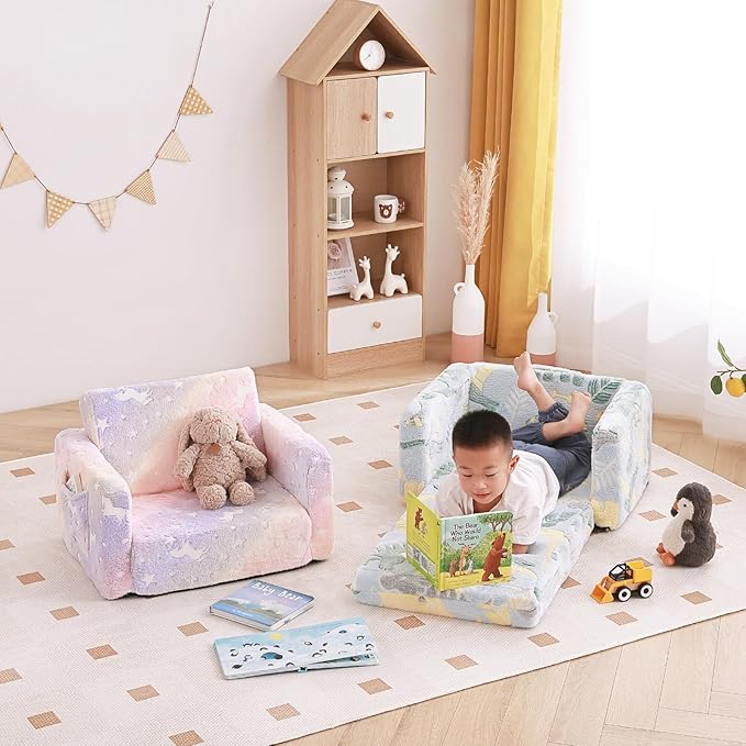 Tiita Kids Sofa, 2-in-1 Kid Sofa, Convertible Children Couch to Lounger - Image 2