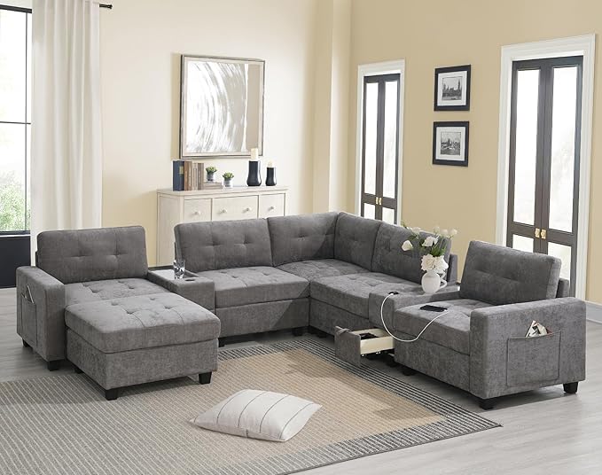 Merax 104 * 104" Chenille Sectional Couches by Merax