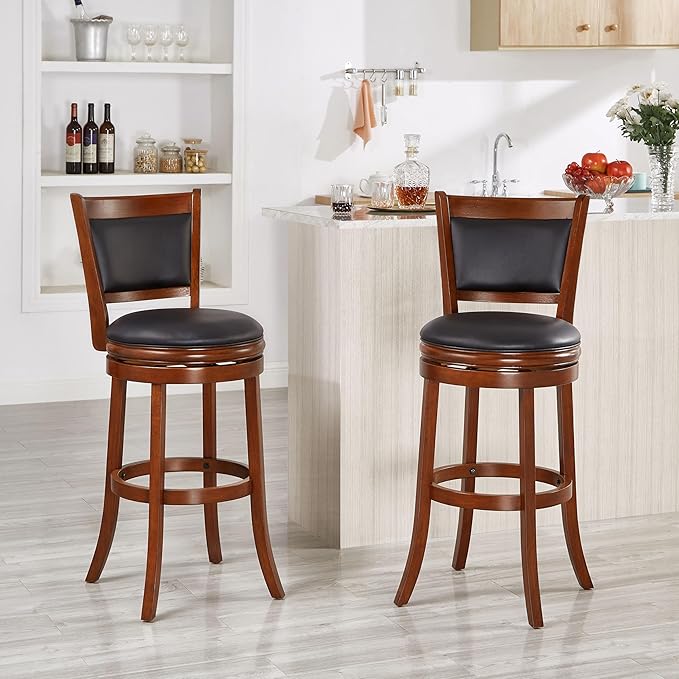 Ball & Cast Swivel Pub Height Barstool 29 Inch Seat Height Cherry Set of 1 - Image 2