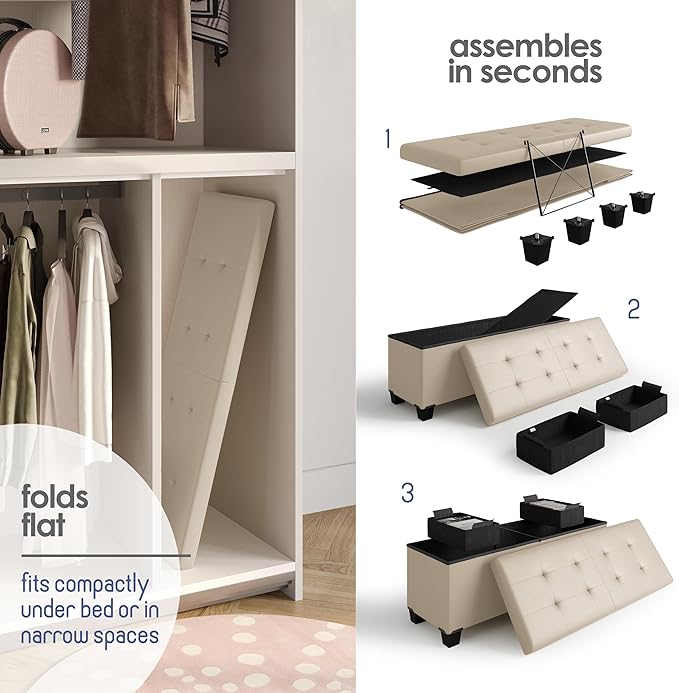 STORAGEBUD Storage Ottoman Bench - Image 6