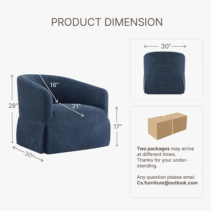 Swivel Accent Chair Set of 2, 360 Degree Performance Fabric Armchair Modern - Image 2