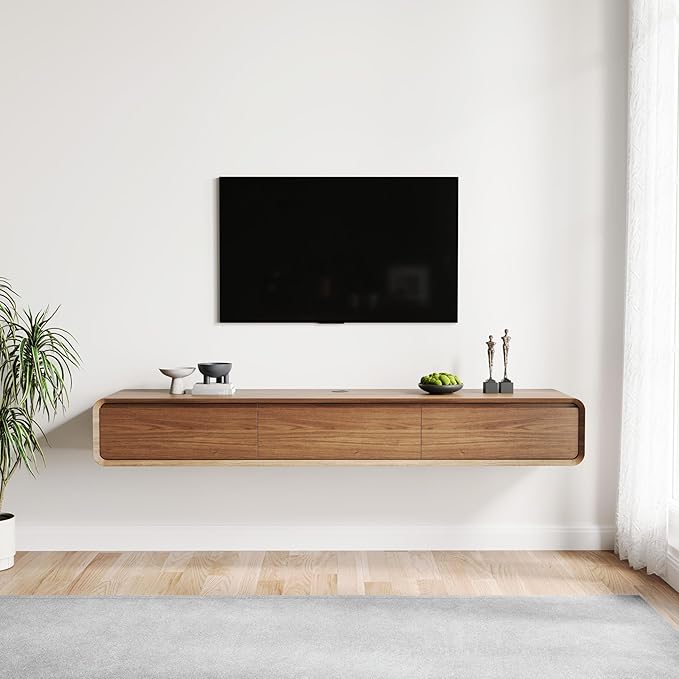 POVISON Fully-Assembled Minimalist Floating TV Stand, Modern Wall-Mounted - Image 3