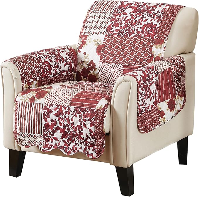 Great Bay Home Patchwork Scalloped Printed Furniture Protector Stain Resistant by GreatBayHome
