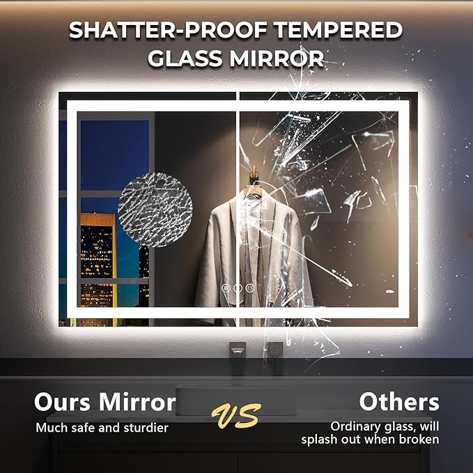 60x40 Inch LED Bathroom Mirror - Image 6