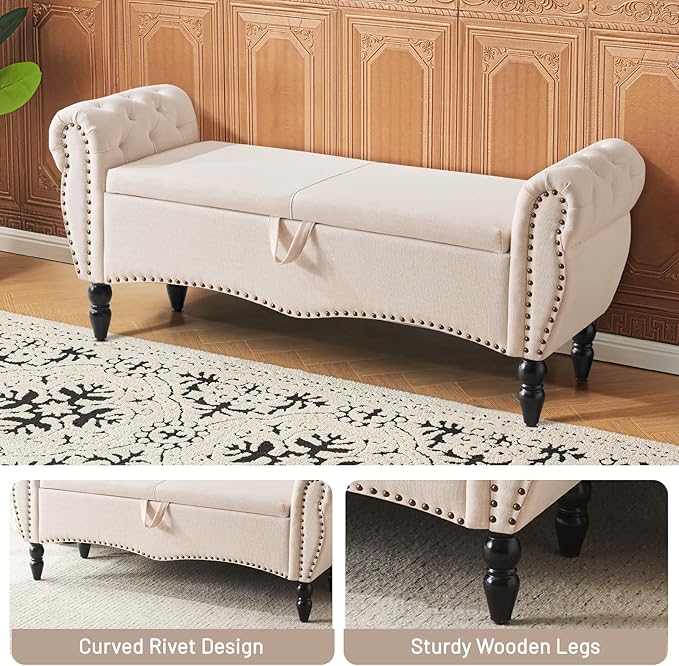 Furniliving Storage Ottoman Bench - Image 7