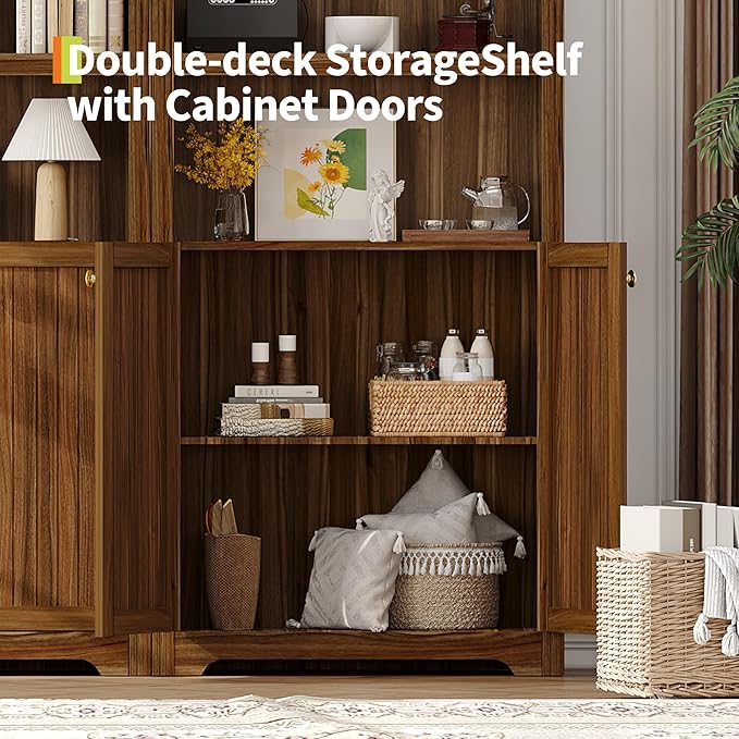GAOMON 72'' Tall Arched Cabinet, 5 Tier Arched Bookshelf - Image 4