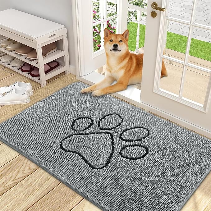 OLANLY Door Mat for Muddy Dog Paws 48x30, Ultra Absorbent Chenille Mud Doormat by OLANLY