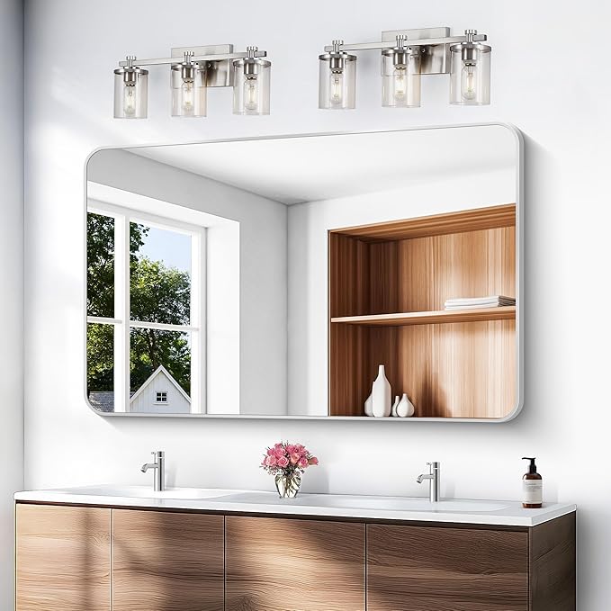BONEWEI Silver Bathroom Mirror, 55x36 inch Wall Mirror - Image 2