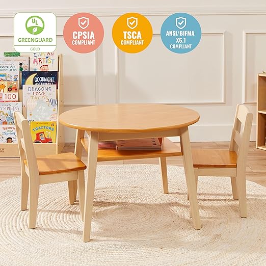 ECR4Kids Hideaway Table and Chair Set, Kids Furniture, Honey/Antique White - Image 6