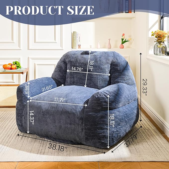 Bean Bag Chair, Faux Fur Bean Bag Chairs - Image 2