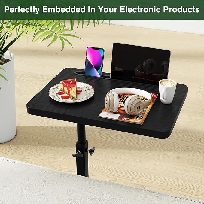 IBUYKE Tray Table for Couch, 360° Swivel Height Adjustable End Table for Small - Image 8