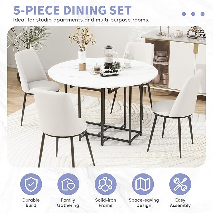 Merax 47.2” Round Dining Table Set - Image 6