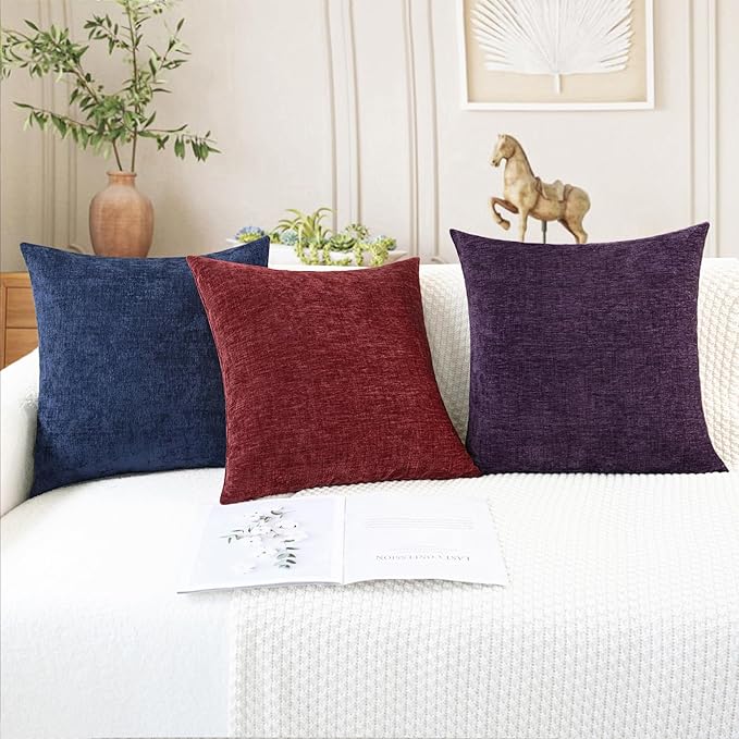 CaliTime Throw Pillow Covers Decorative 22 X 22 Inches Pack of 2 Cozy Chenille - Image 5