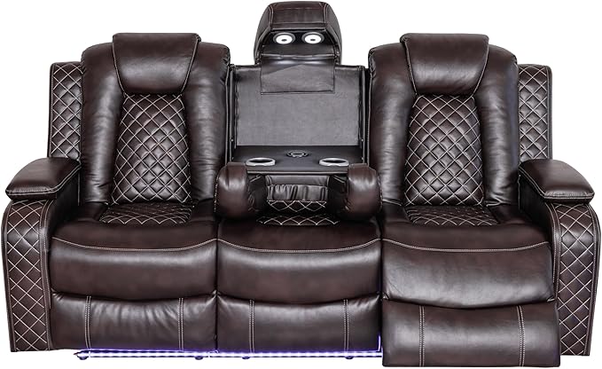 Ball & Cast Power Recliner Sofa Set Leather Reclining Sofa Set Living Room - Image 10
