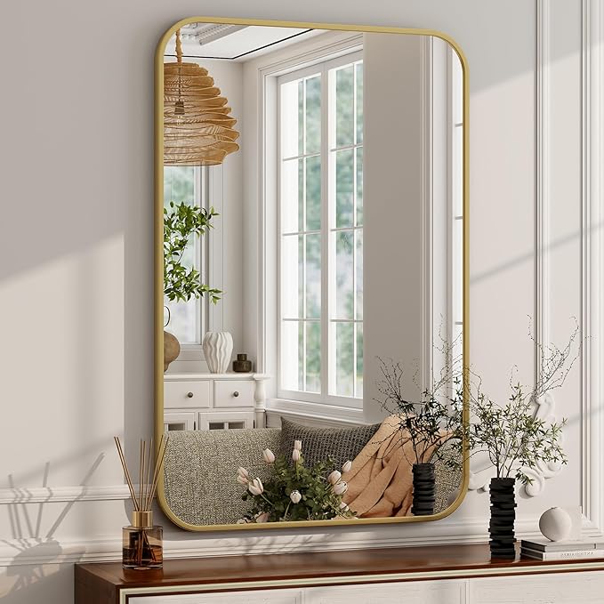 26 x 38 Inch Bathroom Mirror, Rounded Rectangular Vanity Mirror - Image 9