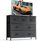 DUMOS TV Stand Dresser with 7 Fabric Drawers, Entertainment Center Cabinet by DumosLifestyle