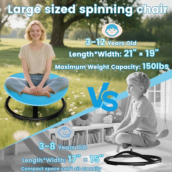21" L × 19" W Large Size Spinning Chair - Image 3
