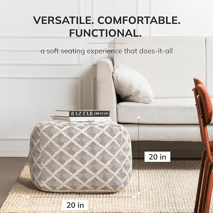 Anji Mountain 100% Handmade & Handcrafted Comfortable Home Décor Pouf Ottoman - Image 2