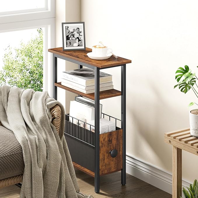 Snughome Narrow Side Table for Small Spaces, Slim End Table 3 Tier, Skinny - Image 7