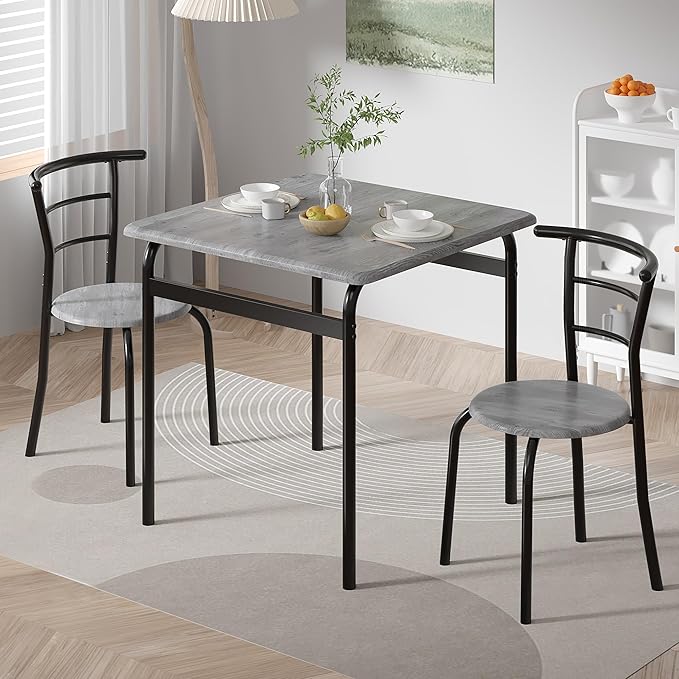 VECELO 3 Piece Dining Table & Chairs Set - Image 7