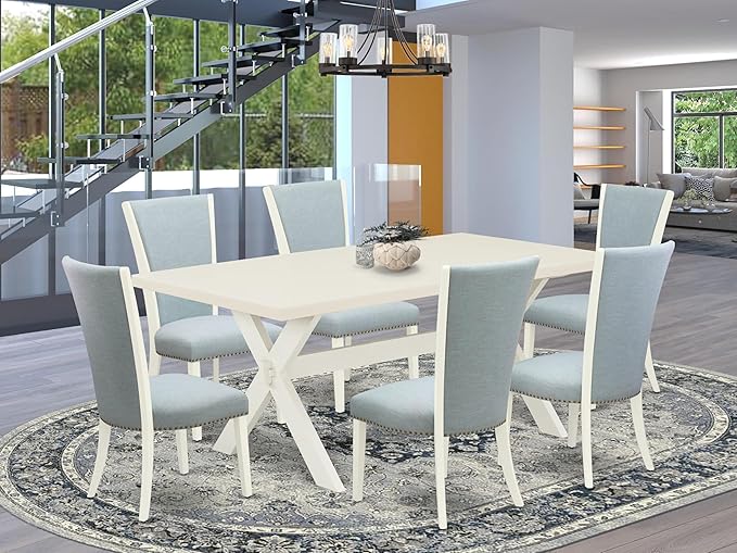East West Furniture X027VE215-7 7 Piece Kitchen Table Set Consist of a - Image 2