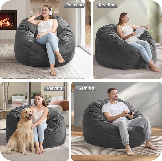 Hobestluk 4FT Bean Bag Chair Giant Bean Bag Chairs - Image 5