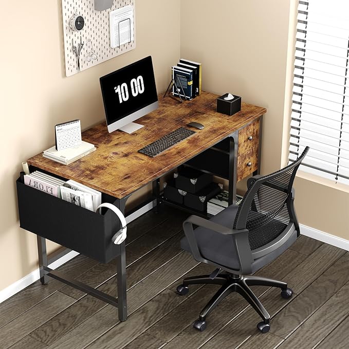 Lufeiya Computer Desk with Fabric Drawers, 47 Inch Desk - Image 2