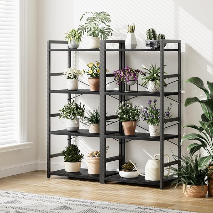 NUMENN 4 Tier Small Bookshelf, Industrial Bookcase Shelf Storage Organizer - Image 2