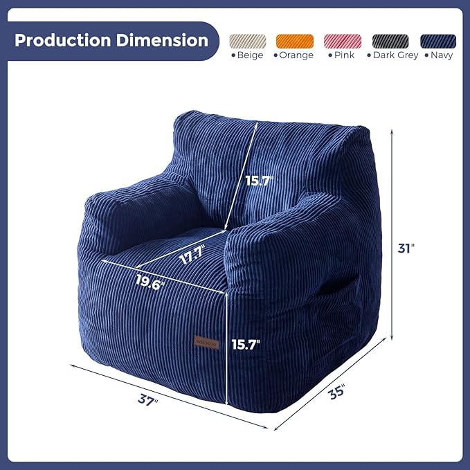 MAXYOYO Bean Bag Chair, Tufted Bean Bag Couch Lazy Chair, Living Room Sofa Couch - Image 2