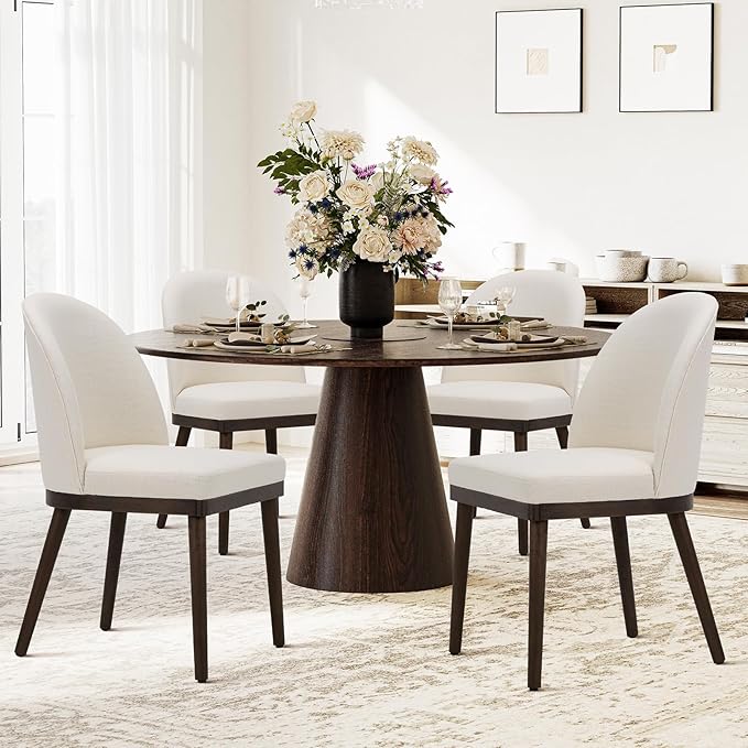 COLAMY Upholstered Dining Chairs Set of 4, Wooden Kitchen Chairs - Image 3