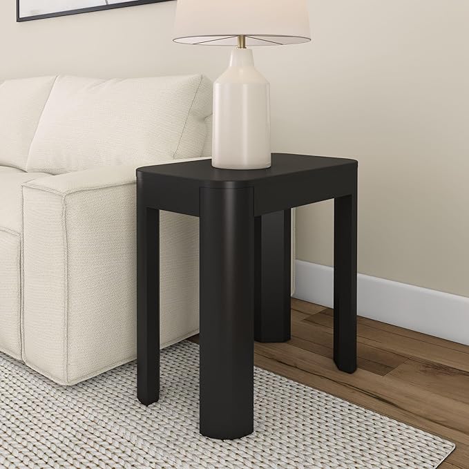 Plank+Beam Modern Rounded Rectangular Side Table, Solid Wood End Table by PlankBeam