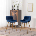 Sidanli Blue Bar Stools Set of 2, 24 Inch Velvet Counter Height Bar Stools by Sidanli