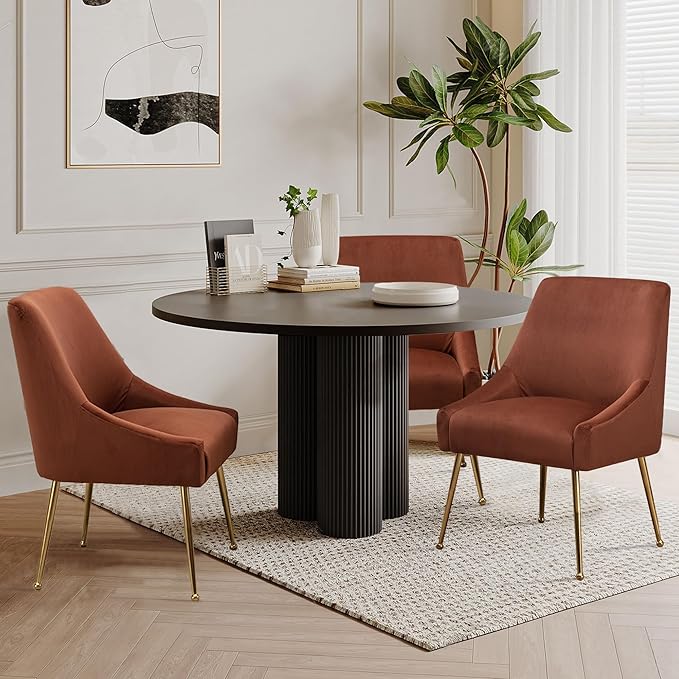 Modern Velvet Dining Chairs Set of 6, Contemporary Upholstered Furniture - Image 4