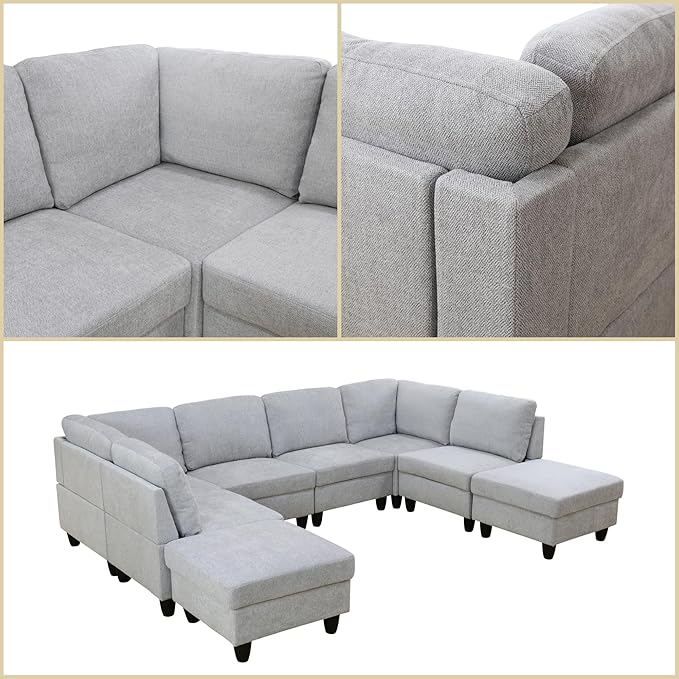 U Shaped Sectional Couch, Convertible Modular Sectional Sofa - Image 4