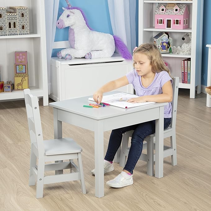 Melissa & Doug Wooden Table & Chairs-Gray Kids Furniture - Image 6
