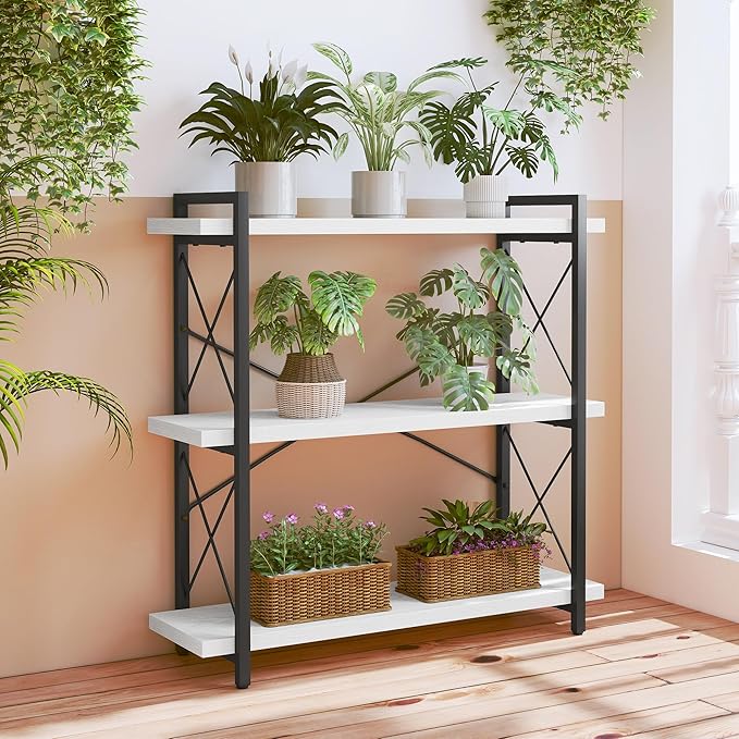HCHQHS Bookshelf, 3-Tier Industrial Bookcase, Open Book Shelf, Freestanding - Image 6