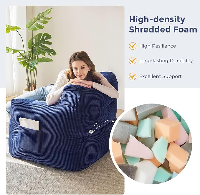 MAXYOYO Bean Bag Chair, Tufted Bean Bag Couch Lazy Chair, Living Room Sofa Couch - Image 4