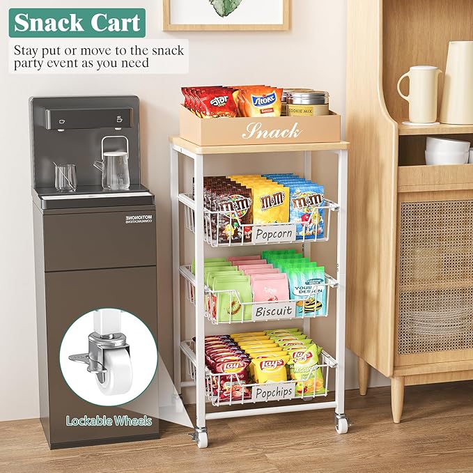 Fruit Vegetable Basket for Kitchen Pantry Storage Organizer, 4-Tier Metal - Image 3