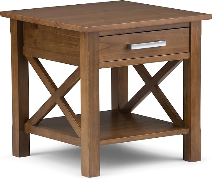 SIMPLIHOME Kitchener SOLID WOOD 21 inch Wide Square Contemporary End Side Table by SimpliHome