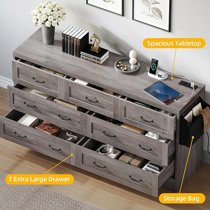YITAHOME Grey Drawers TV Stand for 65 inches - Image 6