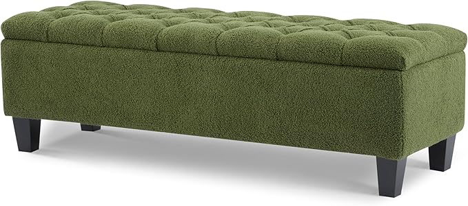 Christopher Knight Home Ottilie Boucle Fabric Storage Ottoman Bench, Wooden - Image 5