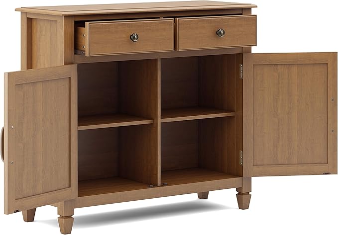SIMPLIHOME Connaught 40-inch Wide Solid Wood Storage Cabinet in Light Golden - Image 5