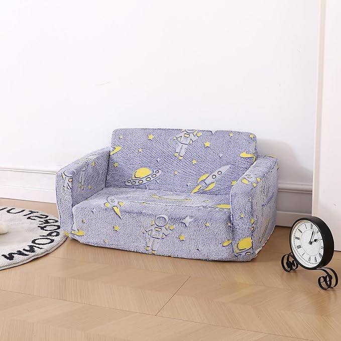 Foldable Kids Sofa, Soft Kids Fold Out Couch Glow in The Dark, Convertible Sofa - Image 7