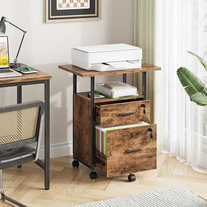2 Wood Drawer Lockable File Cabinet - Image 4
