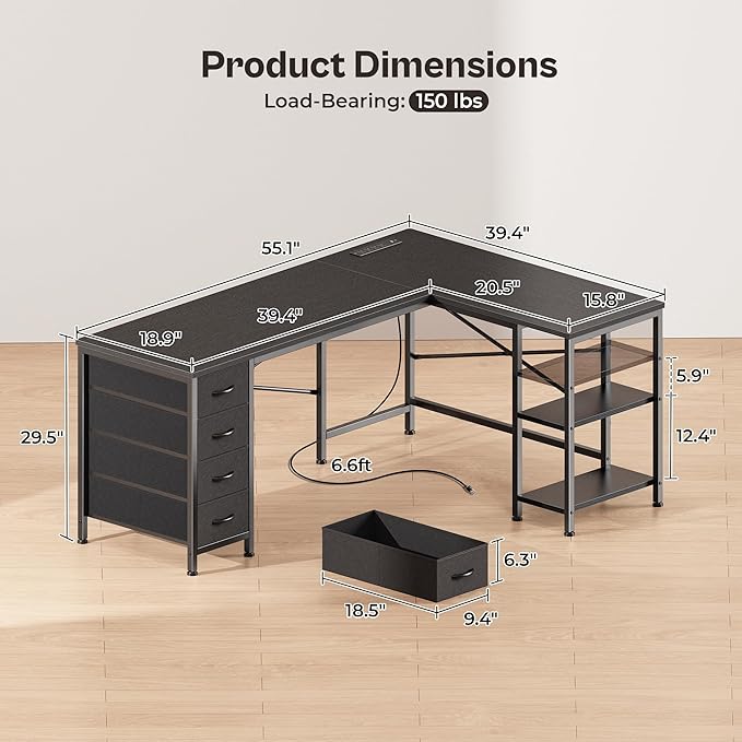 Huuger 55 Inch L Shaped Desk - Image 2