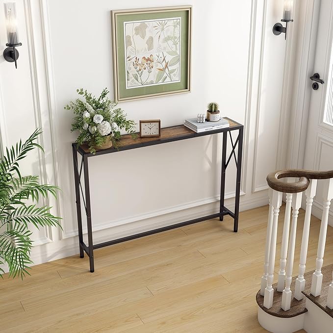 41.7" Console Table Behind Couch, Industrial Narrow Sofa Table - Image 9