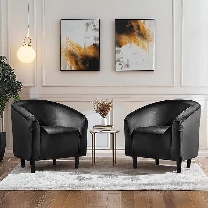 Yaheetech Barrel Chair, Modern Accent Chair Comfy Velvet Armchair Club Sofa - Image 5