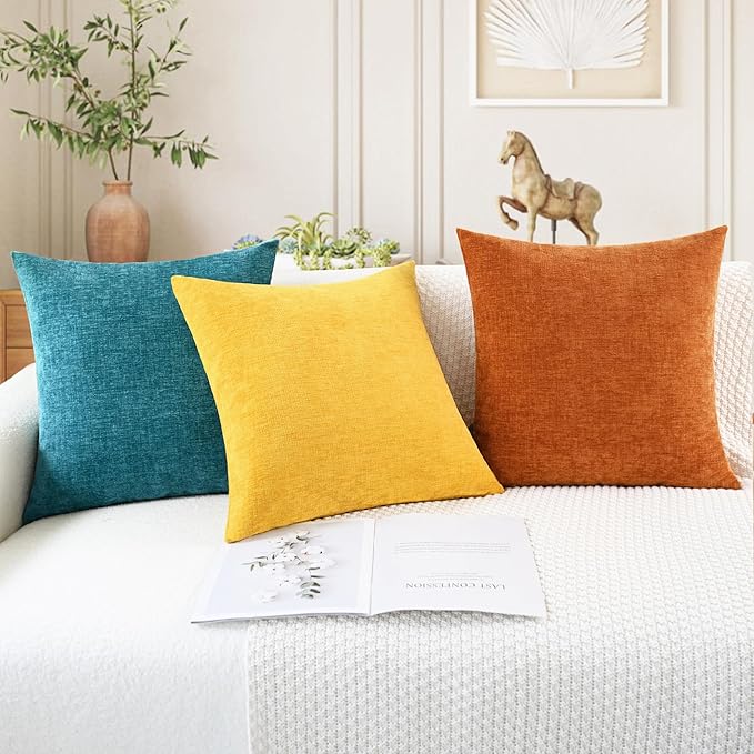 CaliTime Throw Pillow Covers Decorative 20 X 20 Inches Pack of 2 Cozy Chenille - Image 5